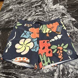 Roark Shorey  16” Shell Cove Elastic Waist Trunks Dark Navy Mens L NWT RB457 $66
